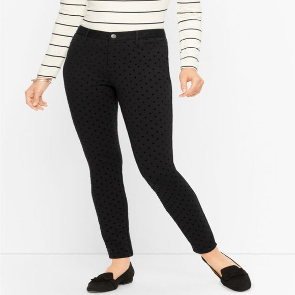 talbot's Pants - Talbot's Women's Black Polka Dot Soho 5-Pocket Straight Leg Pant 16W
